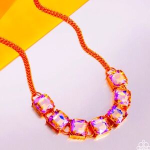 🔥🟧🔥STUNNING❗️PAPARAZZI “I SQUARE TO SECRECY” ORANGE NECKLACE❗️🔥🟧🔥
